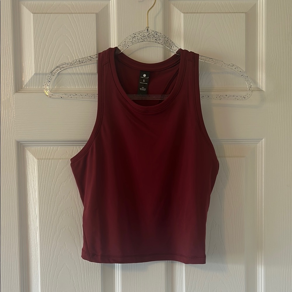 NWOT YOGALICIOUS Women’s Red Fitted Racerback Crop Athletic Yoga Tank Size Small - Picture 3 of 6
